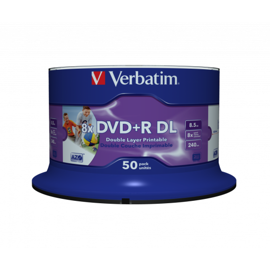 DVD Verbatim DVD+R DL Double Layer 8.5 GB 8x Inkjet Printable 43703