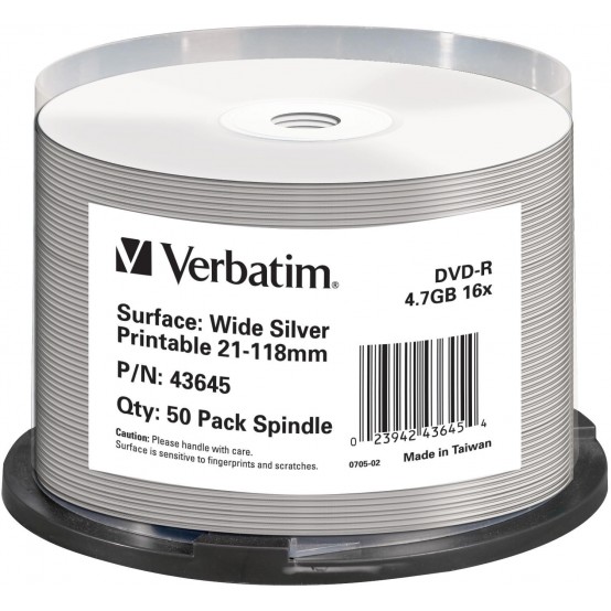 DVD Verbatim DVD-R 4.7 GB 16x Inkjet Printable 43645