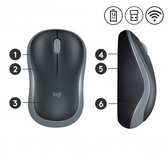 Mouse Logitech M185 Wireless Swift Grey 910-002238