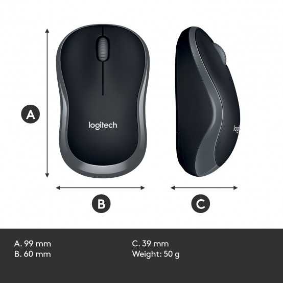 Mouse Logitech M185 Wireless Swift Grey 910-002238