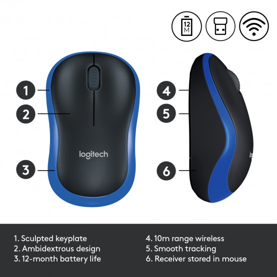 Mouse Logitech M185 Wireless Blue 910-002239