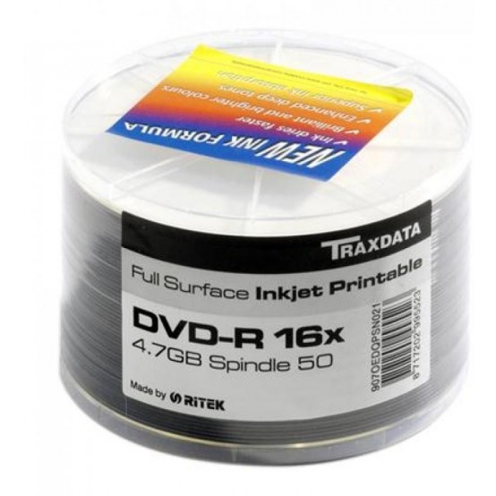 DVD Traxdata DVD-R 4.7 GB 16x Inkjet Printable QDIJ-RTXFF16X50