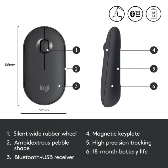 Mouse Logitech Pebble M350 910-005718