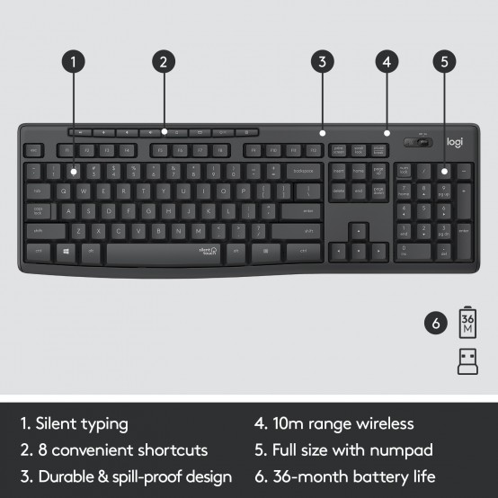 Tastatura Logitech MK295 Silent Wireless Combo 920-009800