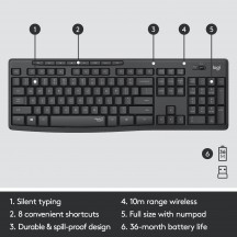 Tastatura Logitech MK295 Silent Wireless Combo 920-009800