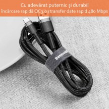 Cablu Baseus Cafule Data Cable - USB to Type-C, 2A, 2m - Gray Black CATKLF-CG1