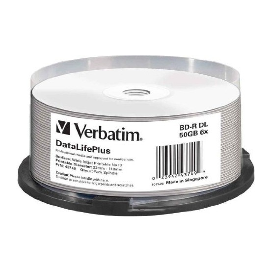 Disc Blu-ray Verbatim BD-R DL 50GB 6x Wide Printable 43749