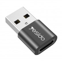 Adaptor Yesido OTG Adapter - USB to Type-C, Plug & Play, 5Gbps - Black GS09