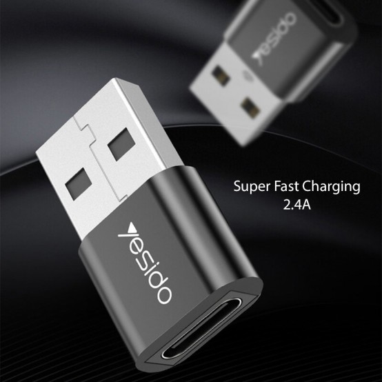 Adaptor Yesido OTG Adapter - USB to Type-C, Plug & Play, 5Gbps - Black GS09