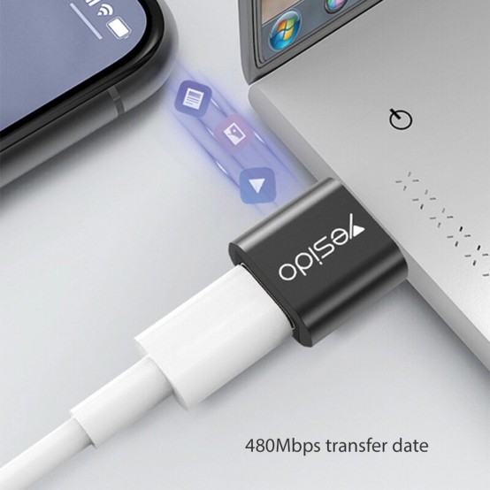 Adaptor Yesido OTG Adapter - USB to Type-C, Plug & Play, 5Gbps - Black GS09