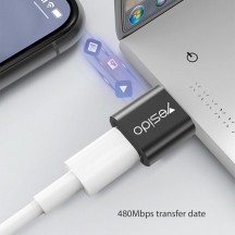 Adaptor Yesido OTG Adapter - USB to Type-C, Plug & Play, 5Gbps - Black GS09