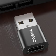 Adaptor Yesido OTG Adapter - USB to Type-C, Plug & Play, 5Gbps - Black GS09