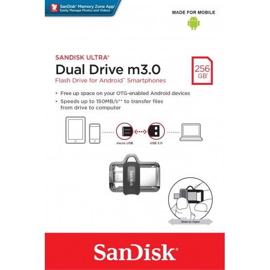 Memorie flash USB SanDisk Ultra Dual Drive m3.0 SDDD3-256G-G46