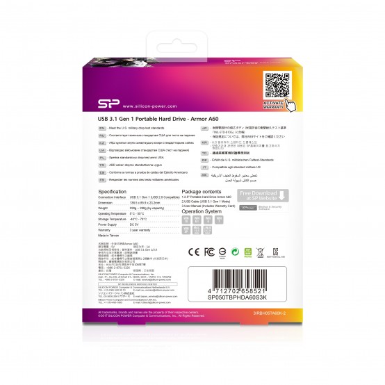 Hard disk Silicon Power Armor A60 SP050TBPHDA60S3K SP050TBPHDA60S3K