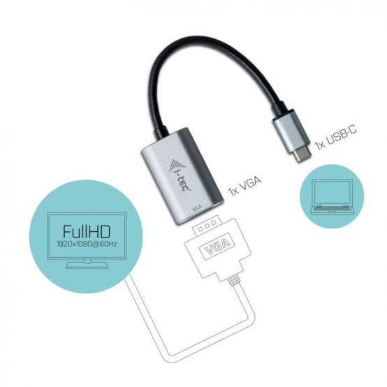 Adaptor iTec USB-C Metal VGA Adapter 1080p/60Hz C31METALVGA60HZ