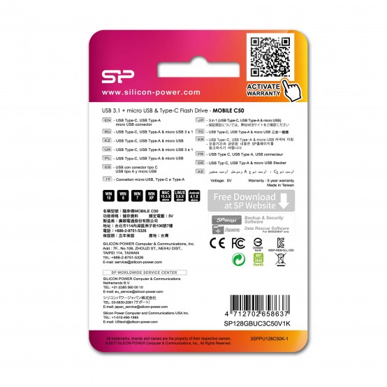 Memorie flash USB Silicon Power Mobile C50 SP128GBUC3C50V1K
