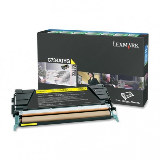 Cartus Lexmark C734, C736, X734, X736, X738 Yellow Return Program Toner Cartridge C734A1YG