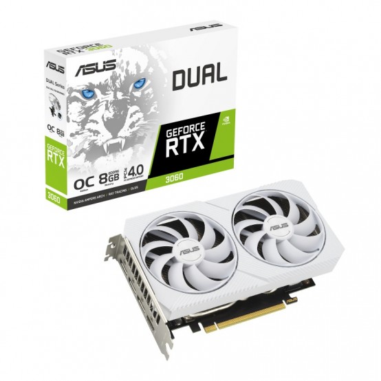 Placa video ASUS Dual GeForce RTX 3060 White OC Edition 8GB GDDR6 DUAL-RTX3060-O8G-WHITE