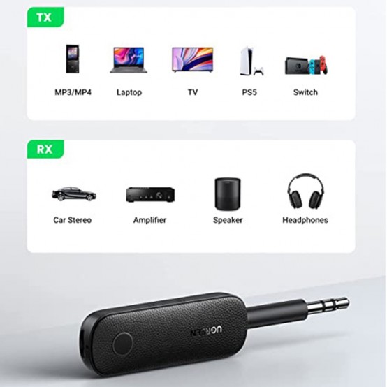 Adaptor Bluetooth Ugreen Audio Adapter Bluetooth - Aux Jack 3.5mm - Black 80893