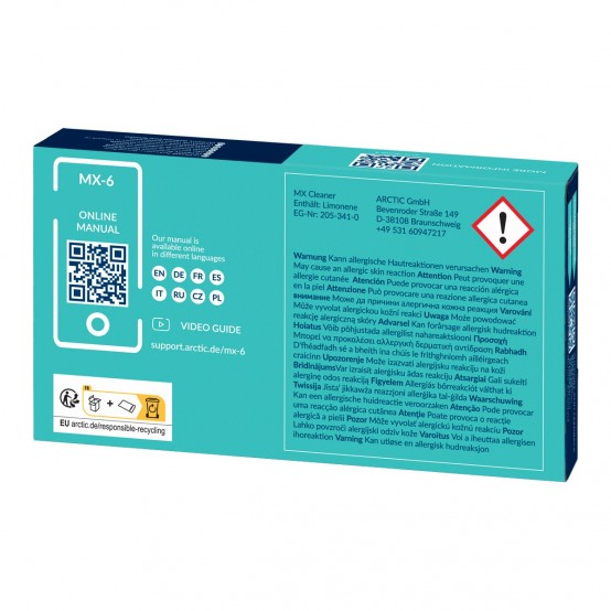 Pasta termoconductoare Arctic MX-6 Ultimate (4g) cu 6x servetele speciale MX Cleaner ACTCP00084A