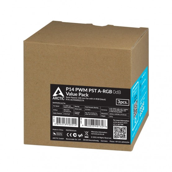 Ventilator Arctic P14 PWM PST A-RGB 0dB, 3-pack ACFAN00257A