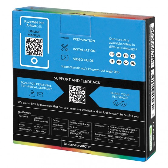 Ventilator Arctic P12 PWM PST A-RGB 0dB (Negru) ACFAN00231A