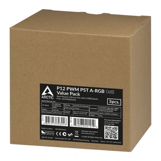 Ventilator Arctic P12 PWM PST A-RGB, (pachet 3 ventilatoare) ACFAN00232A