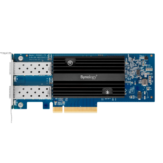 Placa de retea Synology Dual-port SFP28 add-in card designed to accelerate bandwidth-intensive workflows E25G21-F2