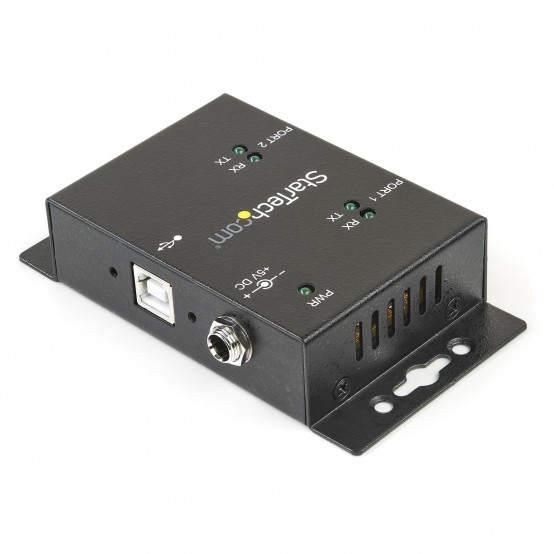 Adaptor StarTech.com 2 Port Industrial Wall Mountable USB to Serial Adapter Hub with DIN Rail Clips ICUSB2322I