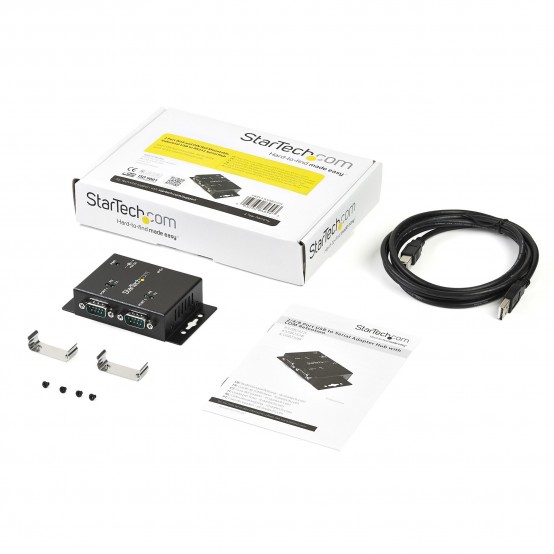 Adaptor StarTech.com 2 Port Industrial Wall Mountable USB to Serial Adapter Hub with DIN Rail Clips ICUSB2322I