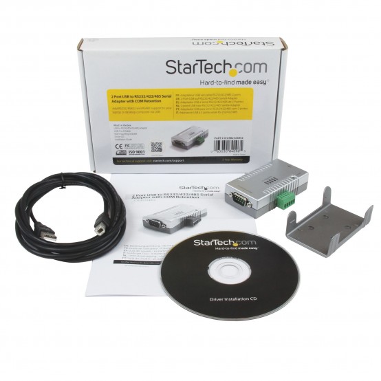 Adaptor StarTech.com 2 Port USB to RS232 RS422 RS485 Serial Adapter with COM Retention ICUSB2324852