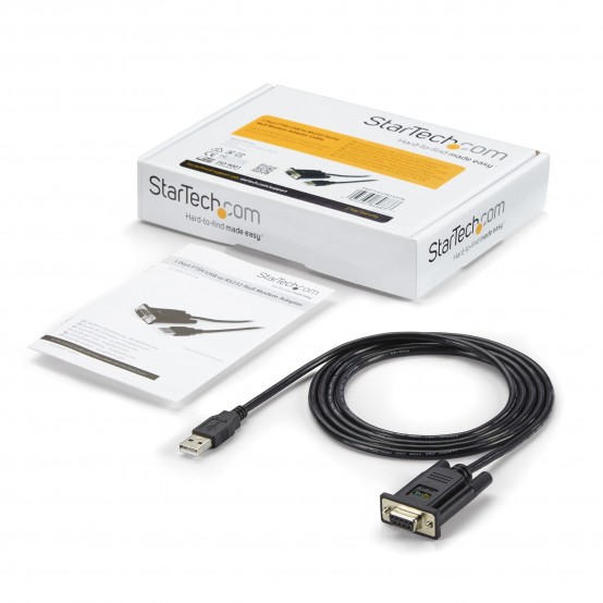 Adaptor StarTech.com USB to Serial RS232 Adapter - DB9 Serial DCE Adapter Cable with FTDI - Null Modem - USB 1.1 / 2.0 - Bus-Po