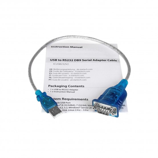 Adaptor StarTech.com 1 Port USB to RS232 DB9 Serial Adapter Cable - M/M ICUSB232V2