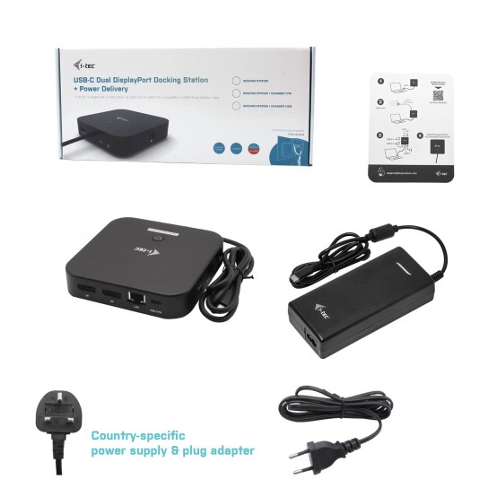 Docking Station iTec USB-C Dual Display Docking Station with Power Delivery 100 W + i-tec Universal Charger 112 W C31DUALDPDOCK