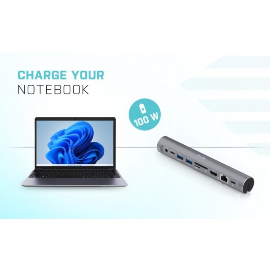 Docking Station iTec Metal Cooling Stand for notebooks (up-to 15.6”) with USB-C Docking Station (Power Delivery 100 W) C31MET
