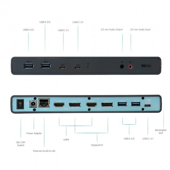 Docking Station iTec USB 3.0 / USB-C / Thunderbolt 3 Dual Display Docking Station + Power Delivery 65W CADUA4KDOCKPDL