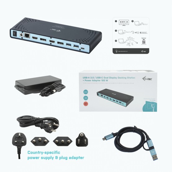 Docking Station iTec USB 3.0 / USB-C / Thunderbolt 3 Dual Display Docking Station + Power Delivery 65W CADUA4KDOCKPDL