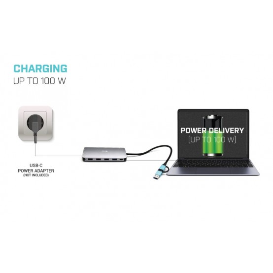 Docking Station iTec USB 3.0 USB-C/Thunderbolt 3x Display Travel Nano Dock with LAN + Power Delivery 100 W CANANOTDOCKPD