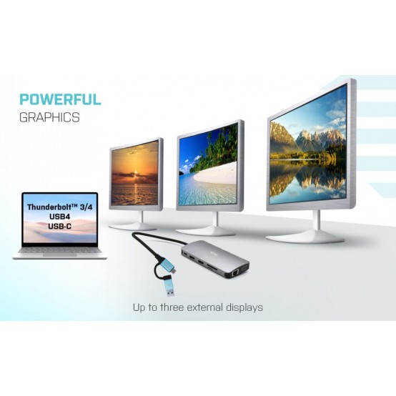 Docking Station iTec USB 3.0 USB-C/Thunderbolt 3x Display Travel Nano Dock with LAN + Power Delivery 100 W CANANOTDOCKPD