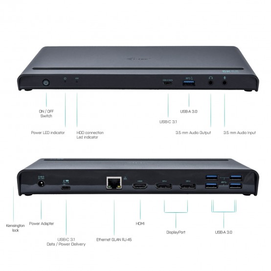 Docking Station iTec USB 3.0 / USB-C / Thunderbolt 3, 3x 4K Docking Station + Power Delivery 85W CATRIPLE4KDOCKPD
