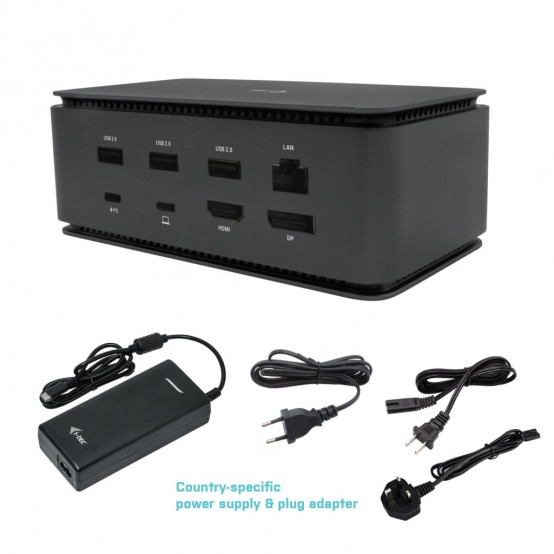 Docking Station iTec USB4 Metal Docking station Dual 4K HDMI DP with Power Delivery 80 W + i-tec Universal Charger 112 W USB4DU