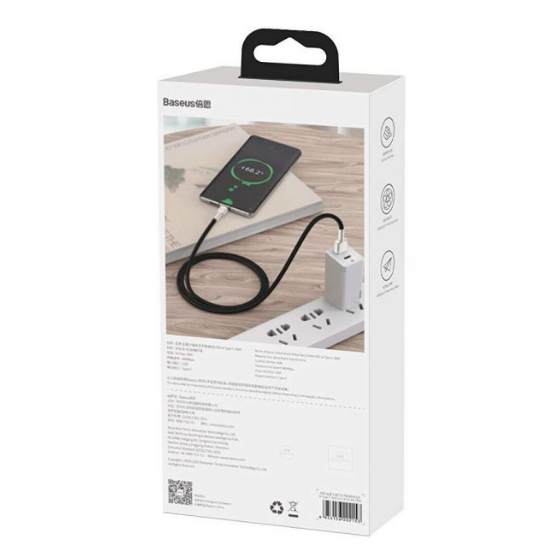 Cablu Baseus Cafule Series, Fast Charging Data Cable pt. smartphone, USB la USB Type-C 66W, braided, 1m, negru CAKF000101
