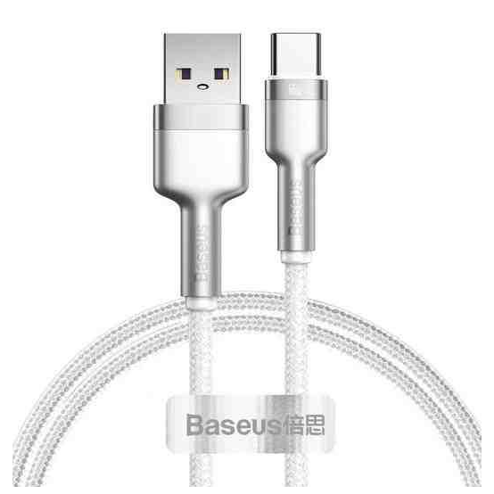 Cablu Baseus Cafule Series, Fast Charging Data Cable pt. smartphone, USB la USB Type-C 66W, braided, 1m, alb CAKF000102