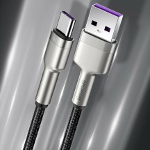 Cablu Baseus Cafule Metal, Fast Charging Data Cable pt. smartphone, USB la USB Type-C 66W, 2m, negru CAKF000201