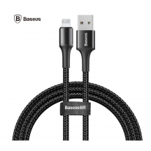 Cablu Baseus Halo, Fast Charging Data Cable pt. smartphone, USB la Lightning iPhone 2.4A, brodat, LED, 1m, negru CALGH-B01