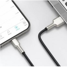 Cablu Baseus Cafule Metal, Fast Charging Data Cable pt. smartphone, USB la Lightning Iphone 2.4A, braided, 1m, negru CALJK-A01