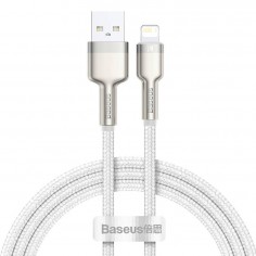 Cablu Baseus Cafule Metal, Fast Charging Data Cable pt. smartphone, USB la Lightning Iphone 2.4A, braided, 1m, alb CALJK-A02