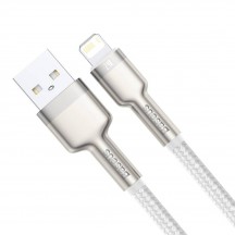 Cablu Baseus Cafule Metal, Fast Charging Data Cable pt. smartphone, USB la Lightning Iphone 2.4A, braided, 1m, alb CALJK-A02