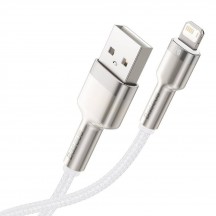 Cablu Baseus Cafule Metal, Fast Charging Data Cable pt. smartphone, USB la Lightning Iphone 2.4A, braided, 1m, alb CALJK-A02