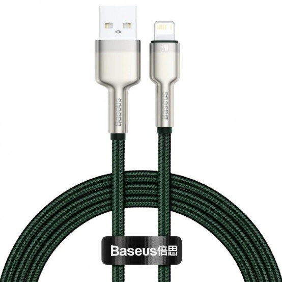 Cablu Baseus Cafule Metal, Fast Charging Data Cable pt. smartphone, USB la Lightning Iphone 2.4A, braided, 2m, verde CALJK-B06